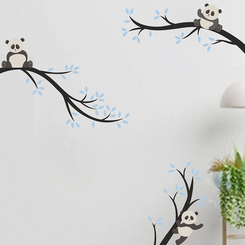 Baby Panda Bears On Branches Kids Wall Sticker Default Title