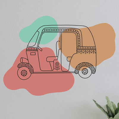 Auto Rickshaw Doodle Wall Sticker Default Title