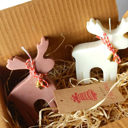 Reindeer Fragrances Candles | Set of 2 | 3.5 x 4 inches