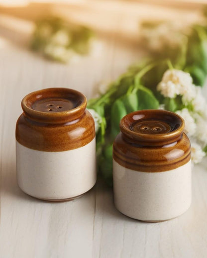 Classy Ceramic Handcrafted Salt & Pepper Jar | Set Of 2 | 2 x 3 inches