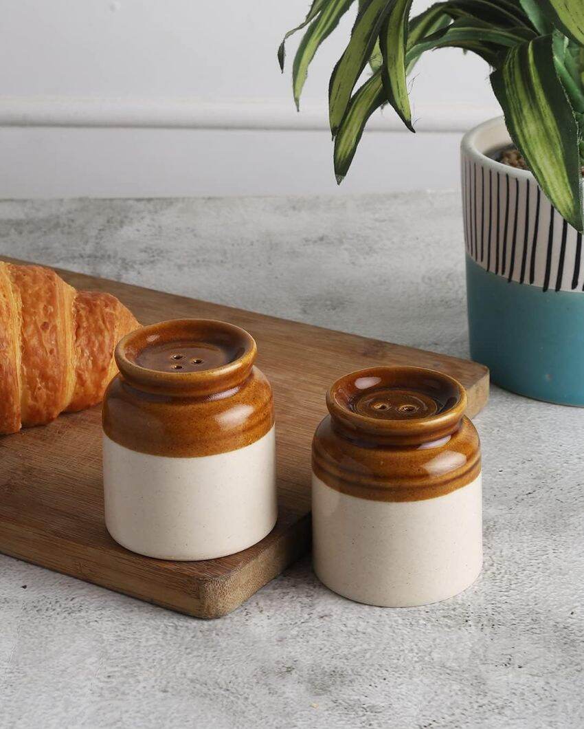 Classy Ceramic Handcrafted Salt & Pepper Jar | Set Of 2 | 2 x 3 inches