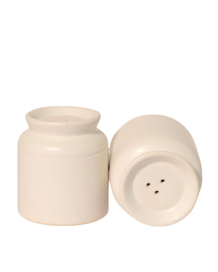 Ceramic Handcrafted Salt & Pepper Jar | Set Of 2 | 2 x 3 inches