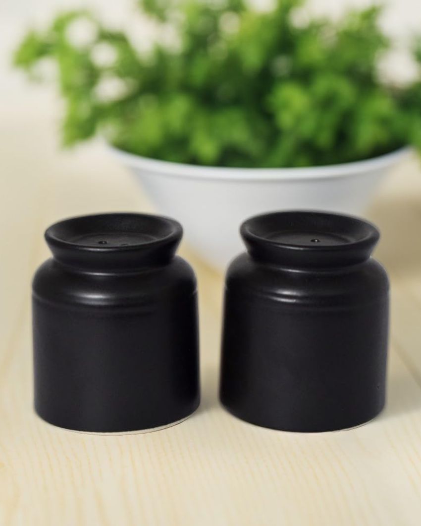 Ceramic Handcrafted Salt & Pepper Jar | Set Of 2 | 2 x 3 inches