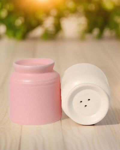 Pink & White Ceramic Handcrafted Salt & Pepper Shakers | Set Of 2 | 2 x3 inches