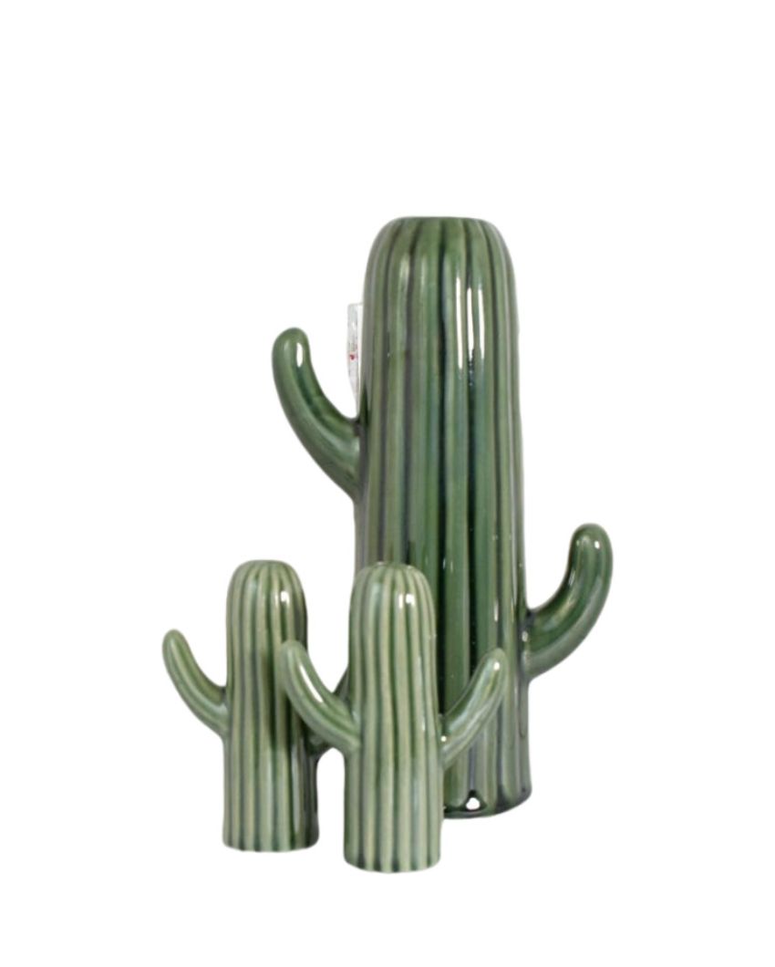 Cactus Ceramic Handcrafted 2 Salt & Pepper Shakers With Flower Vase