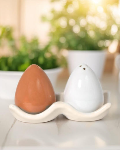 Egg Design Ceramic Handcrafted Salt & Pepper Shakers | Set Of 2