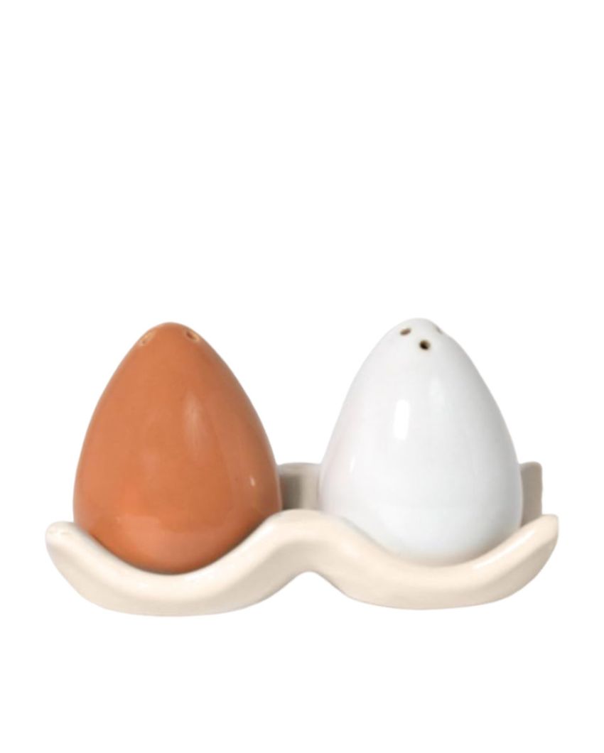 Egg Design Ceramic Handcrafted Salt & Pepper Shakers | Set Of 2