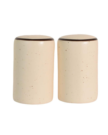 Cream Ceramic Handcrafted Salt & Pepper Shakers | Set Of 2