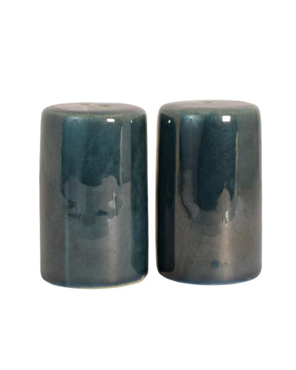 Metallic Blue Ceramic Handcrafted Salt & Pepper Shakers | Set Of 2