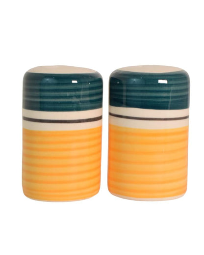 Green & Yellow Ceramic Handcrafted Salt & Pepper Shakers | Set Of 2