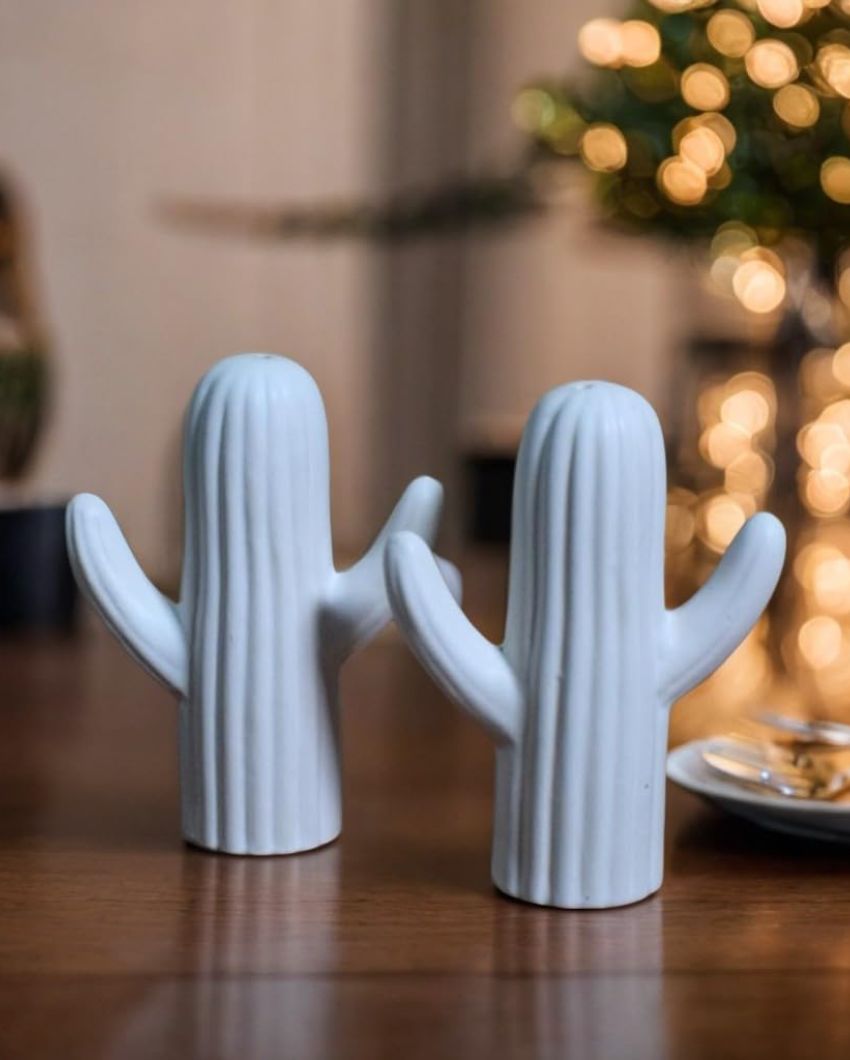 Cactus Ceramic Handcrafted Salt & Peppers Shakers | Set Of 2