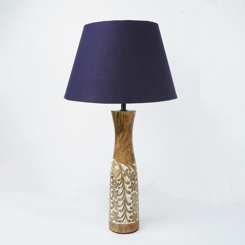 Vintage Handcrafted Lamp With Blue Shade