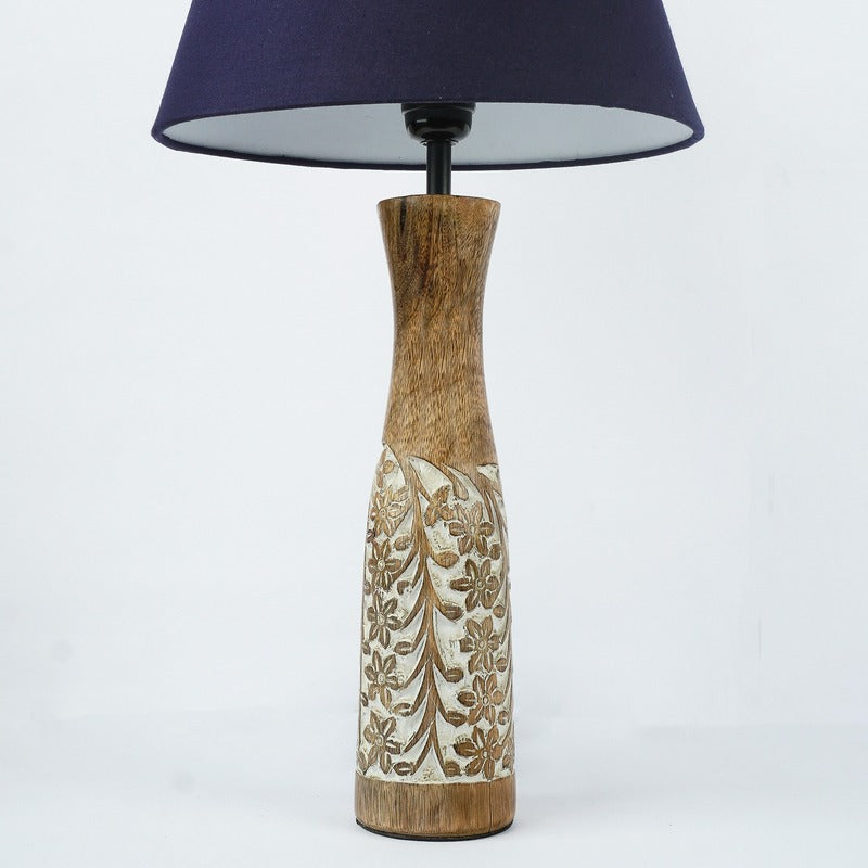 Vintage Handcrafted Lamp With Blue Shade