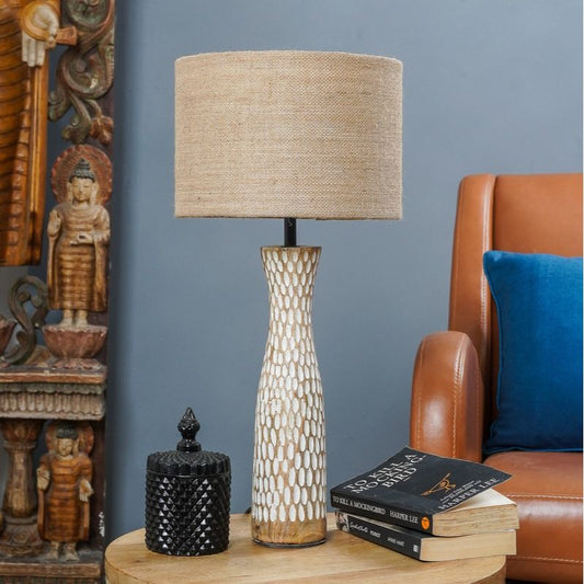 Textured Lamp With Jute Shade