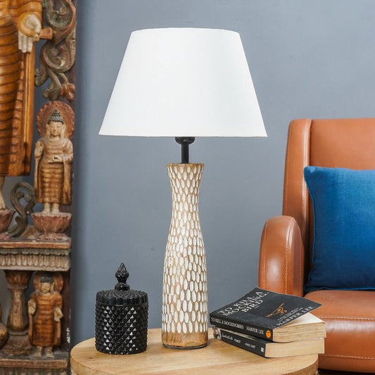 Textured Lamp With White Shade
