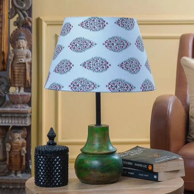 Green Sphere Shaped Lamp With White Printed Shade