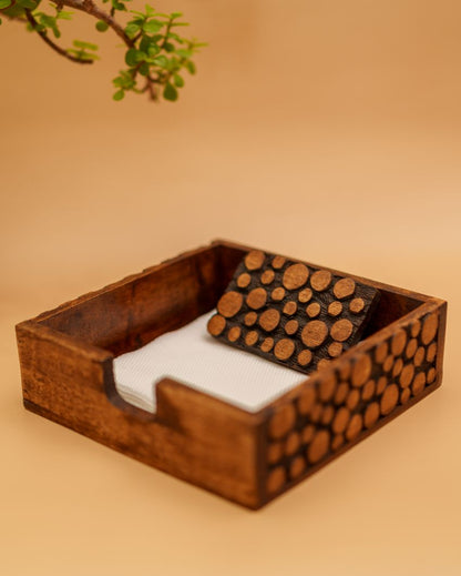 Rustic Woodcraft Brown Weight Tissue Holder | 7 x 2 inches