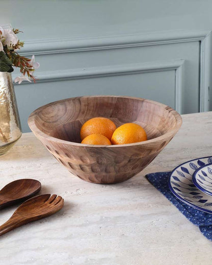 Beautiful Brown Shade Acacia Wood Serving Bowl | 10 x 5 inches