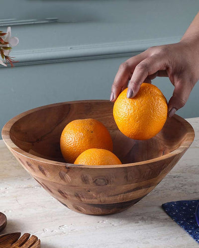 Beautiful Brown Shade Acacia Wood Serving Bowl | 10 x 5 inches