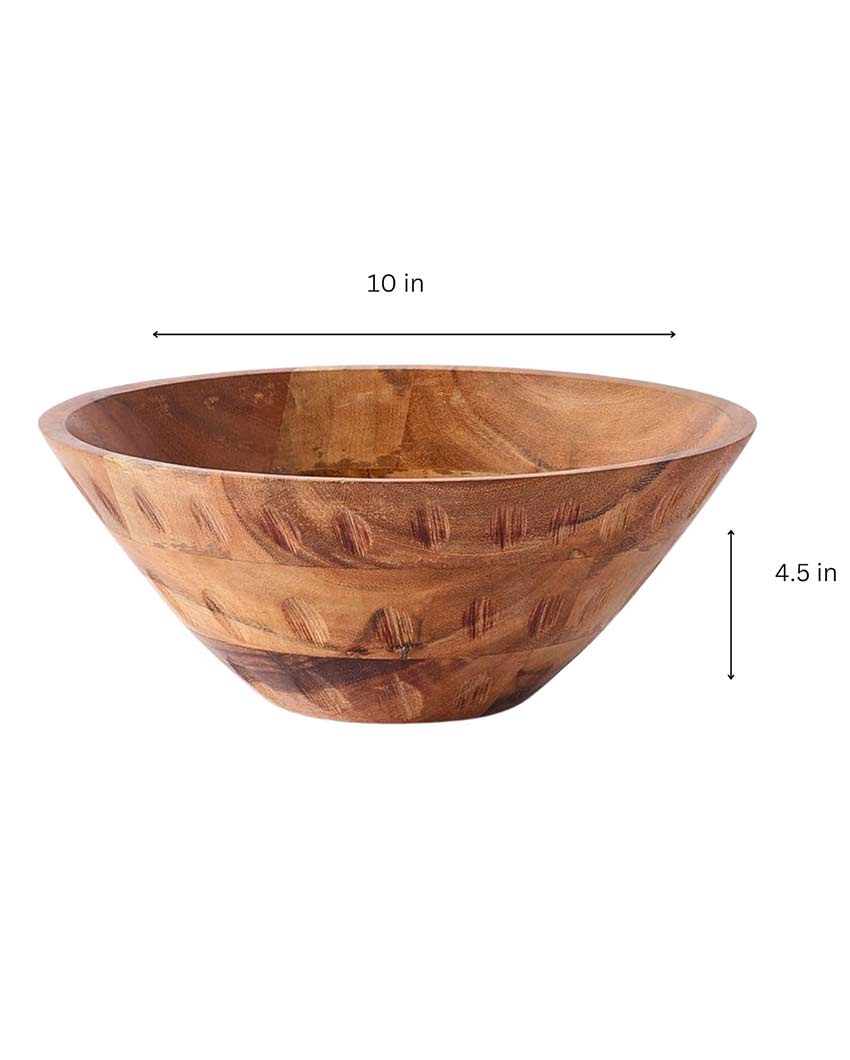 Beautiful Brown Shade Acacia Wood Serving Bowl | 10 x 5 inches