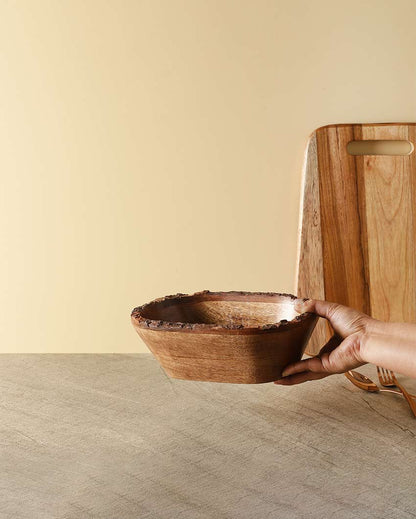 Elegant Brown Shade Acacia Wood Dough Bowl | 8 x 4 x 2 inches