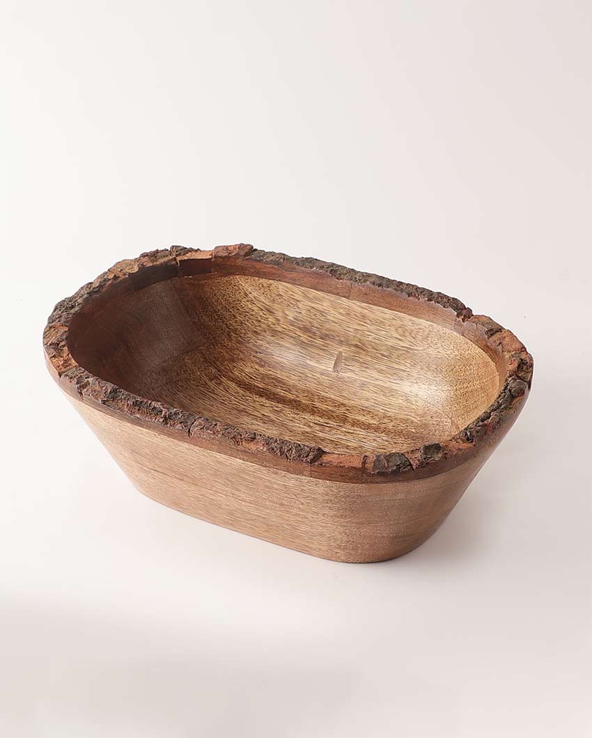 Elegant Brown Shade Acacia Wood Dough Bowl | 8 x 4 x 2 inches