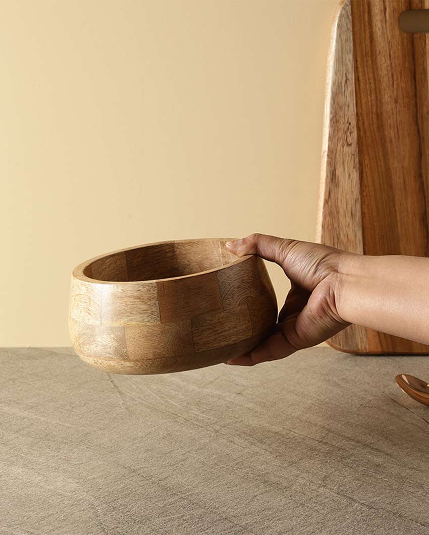 Natural Brown Shade Acacia Wood Bowl | 8 x 4 x 2 inches