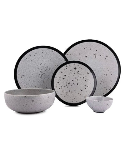 Raw Grey Porcelain Dinner Set | Pack of 21