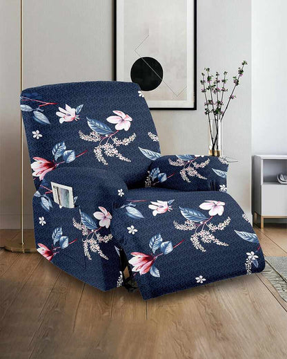 Floral Printed Form Fitted Polyester Recliner Sofa Chair Cover |  33 x 34 x 67 inches