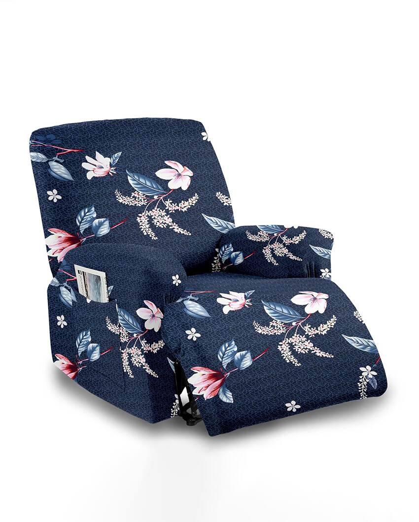 Floral Printed Form Fitted Polyester Recliner Sofa Chair Cover |  33 x 34 x 67 inches