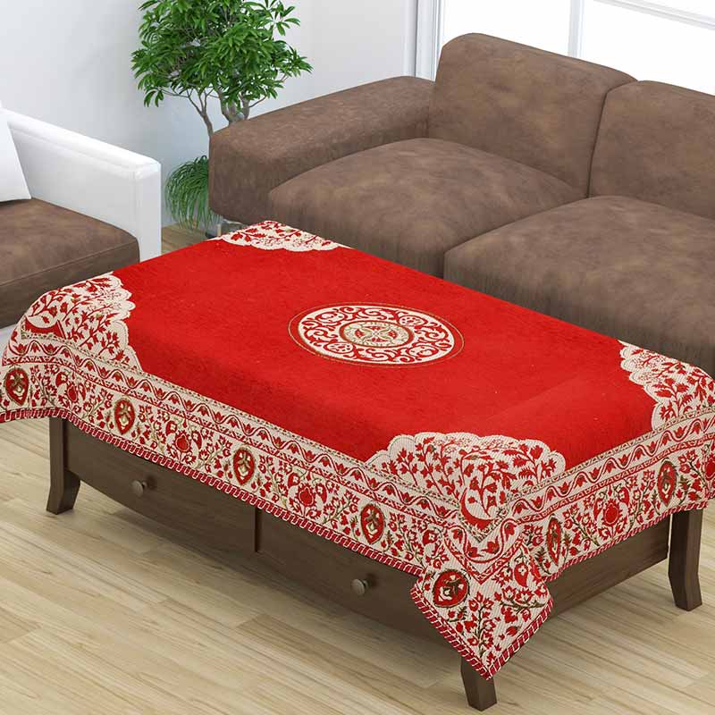 Floral Velvet Center Table Cover | 60 x 40 Inches - Dusaan