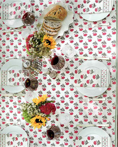 Red Blush Cotton Table Cloth | Red