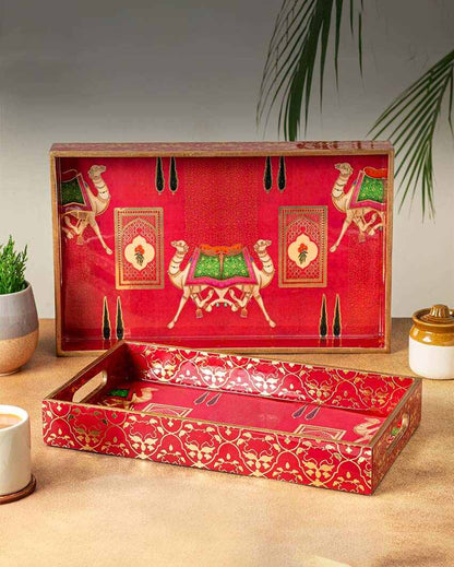 Cultured Rajwada Serving Mdf Wooden Trays | Set Of 2