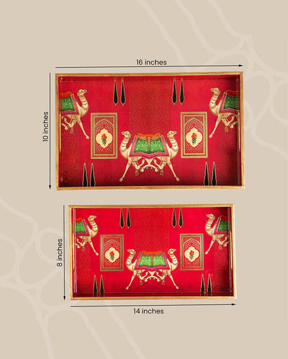 Cultured Rajwada Serving Mdf Wooden Trays | Set Of 2