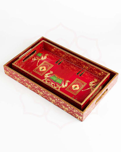 Cultured Rajwada Serving Mdf Wooden Trays | Set Of 2