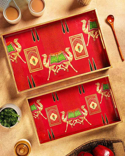 Cultured Rajwada Serving Mdf Wooden Trays | Set Of 2