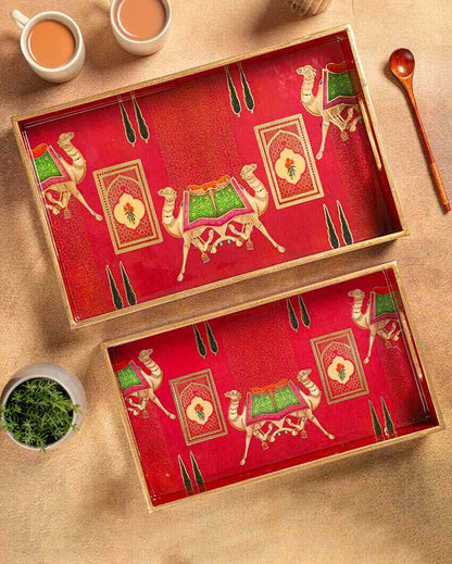 Cultured Rajwada Serving Mdf Wooden Trays | Set Of 2