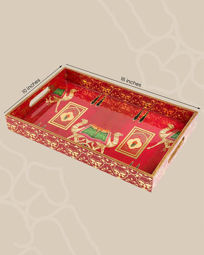 Large Rajwada Serving Mdf Wooden Tray | 16 x 10 x 2 inches