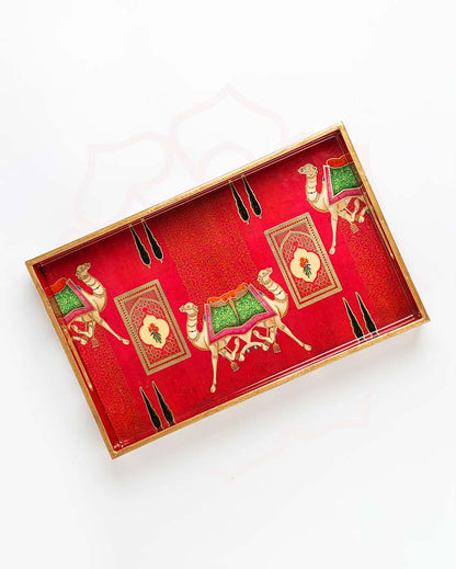 Large Rajwada Serving Mdf Wooden Tray | 16 x 10 x 2 inches