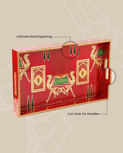 Large Rajwada Serving Mdf Wooden Tray | 16 x 10 x 2 inches