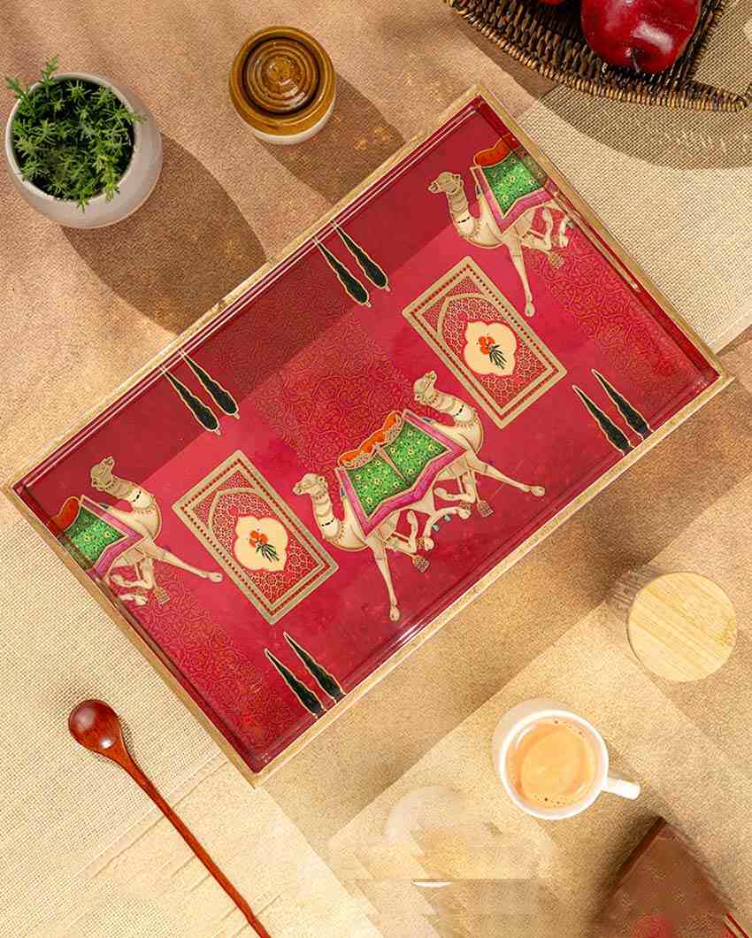 Large Rajwada Serving Mdf Wooden Tray | 16 x 10 x 2 inches