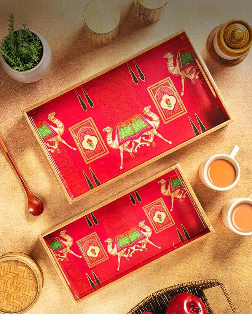 Timeless Rajwada Serving Mdf Wooden Trays | Set Of 2