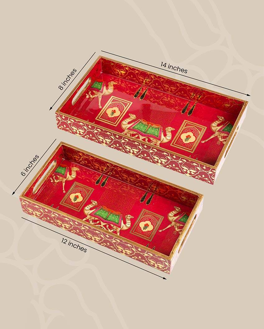 Timeless Rajwada Serving Mdf Wooden Trays | Set Of 2