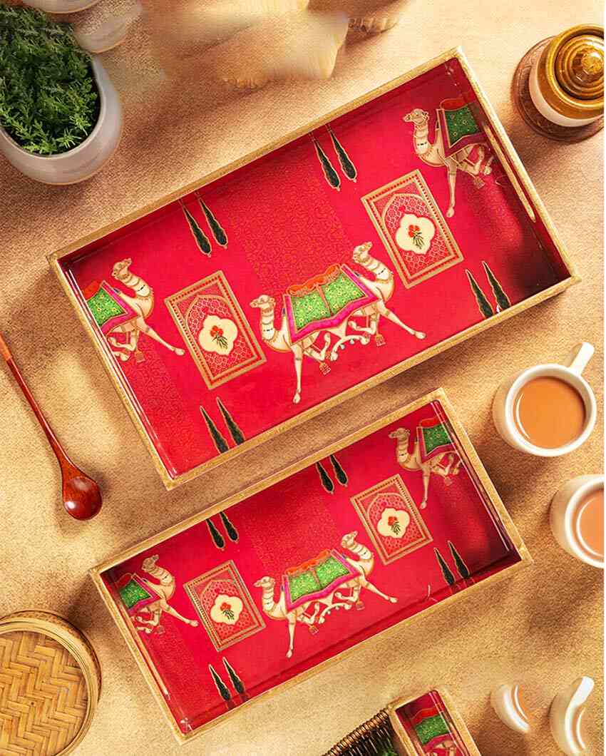 Timeless Rajwada Serving Mdf Wooden Trays | Set Of 2