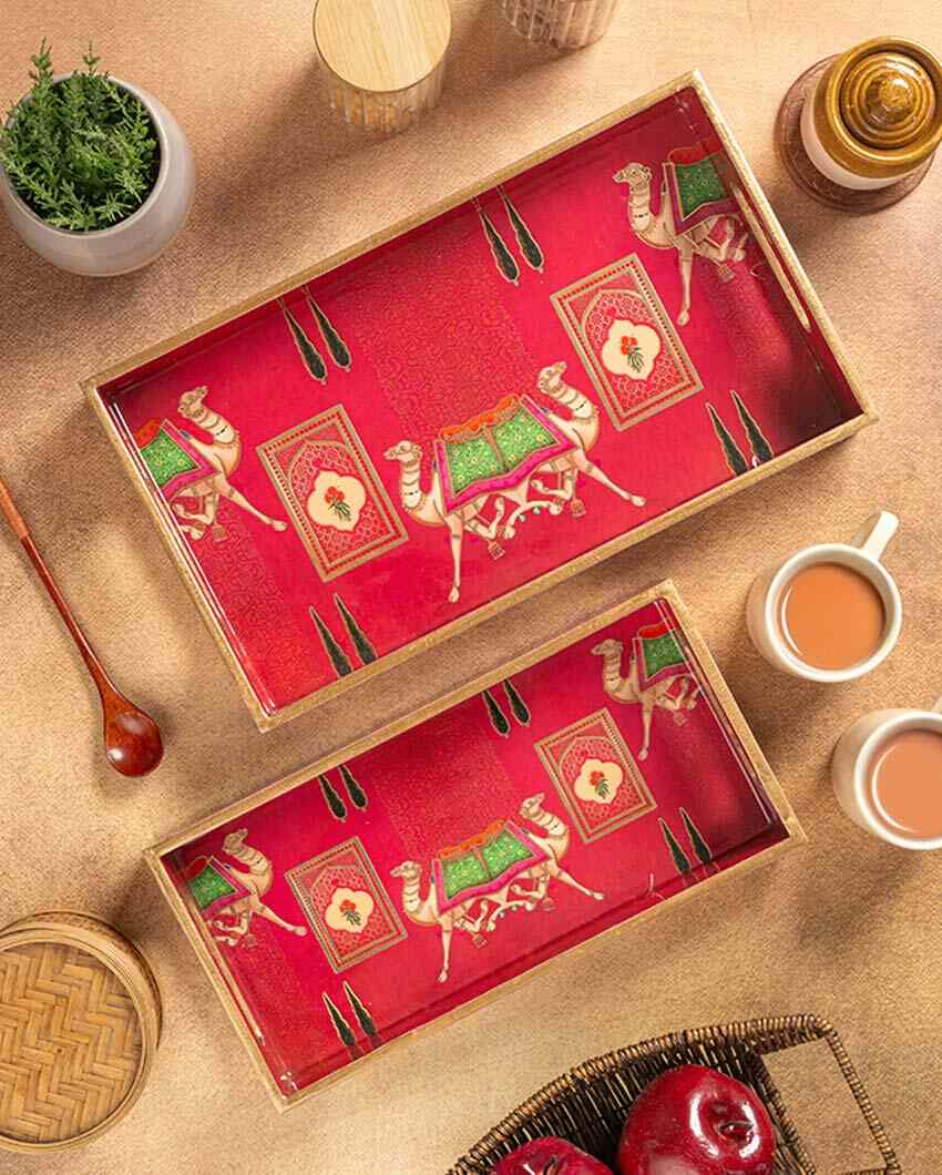 Timeless Rajwada Serving Mdf Wooden Trays | Set Of 2