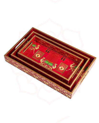 Rajwada Serving Mdf Wooden Trays | Set Of 3