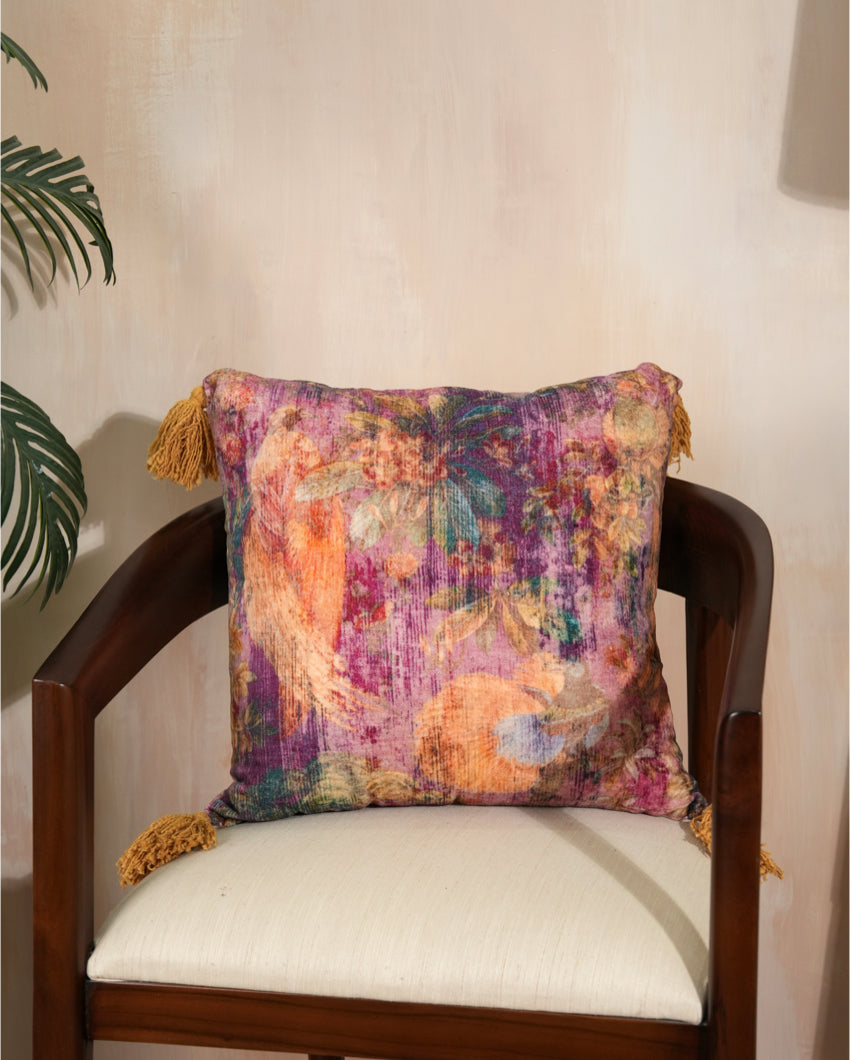 Regal Bloom Velvet Cushion Cover | 16 x 16 inches , 18 x 18 inches , 20 x 20 inches