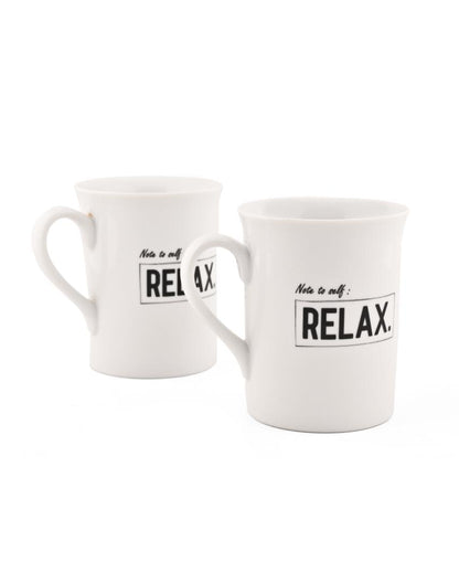 Relax Porcelain Coffee Mugs | Set Of 2