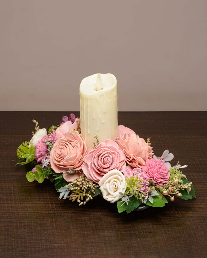 Rose Glow Flowers With Led Candle