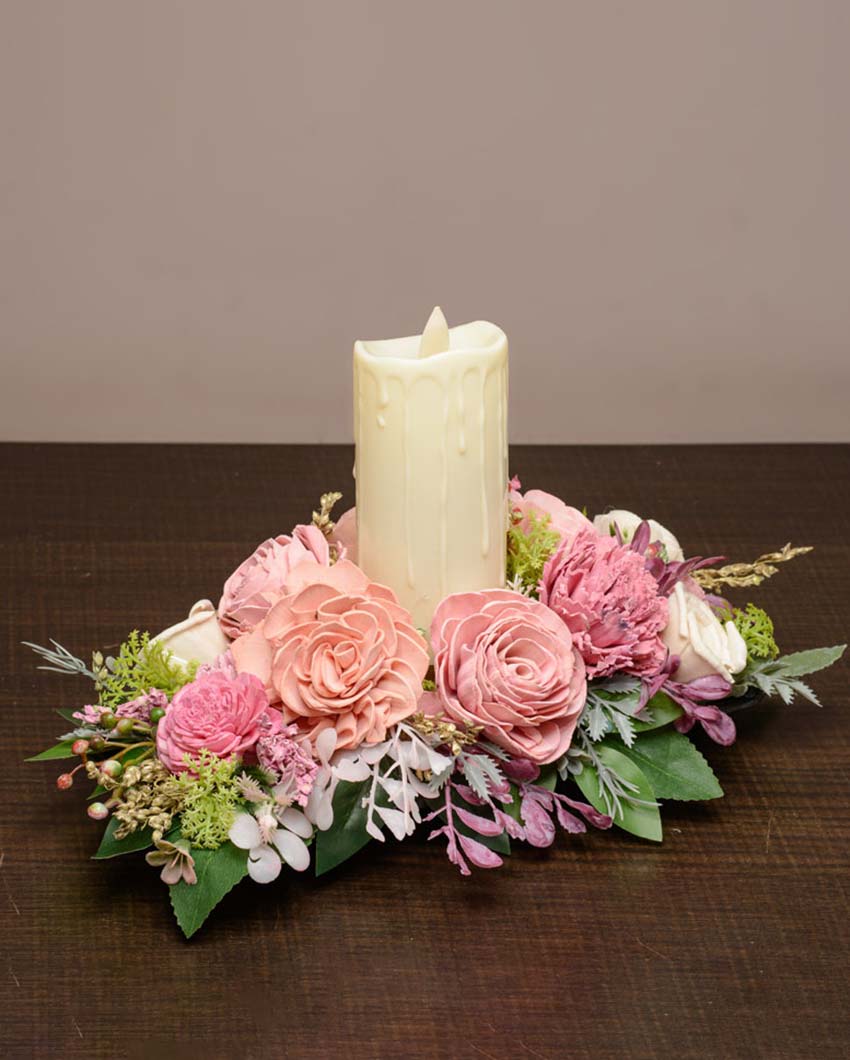 Rose Glow Flowers With Led Candle